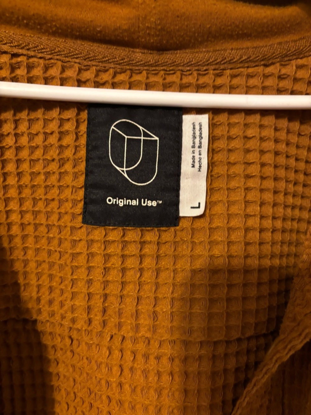 Original Use Waffle-Knit Hooded Shirt — Rust - Picture 3 of 4